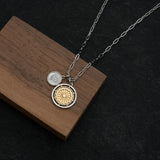 Coin and Evil Eye Pendant Necklace