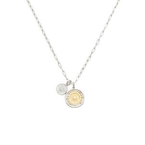 Coin and Evil Eye Pendant Necklace