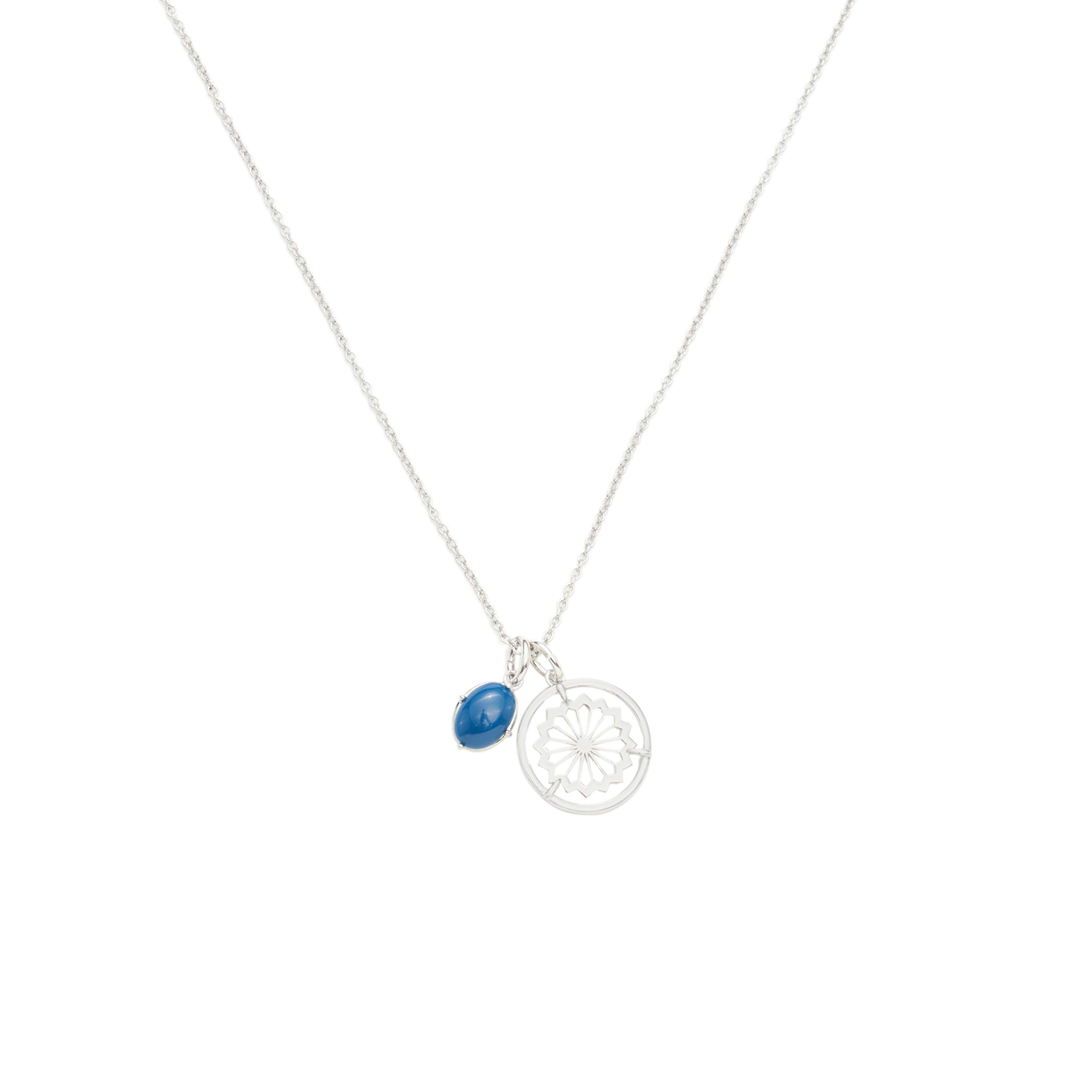 Dreamcatcher and Blue Enamel Pendant Necklace